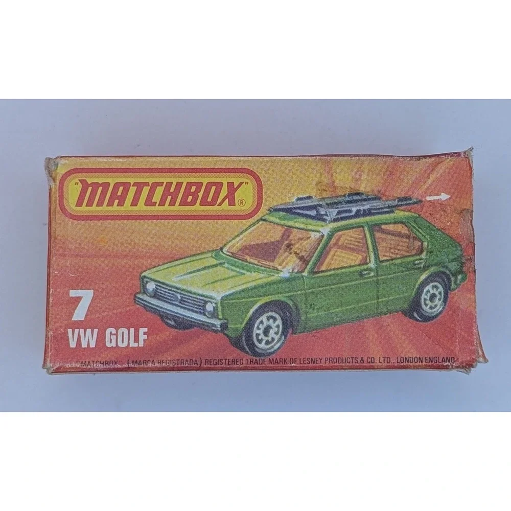 Matchbox Superfast No 7 VW Golf Green 1976 Lesney England Box Surfboards